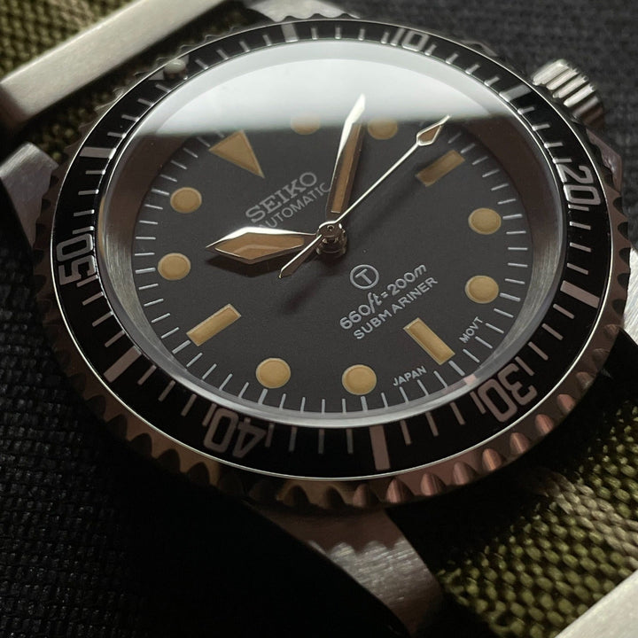 Custom Seiko Vintage Milsub Mod Watch