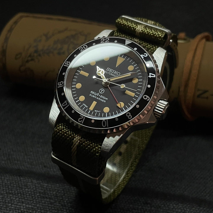 Custom Seiko Vintage Milsub Mod Watch